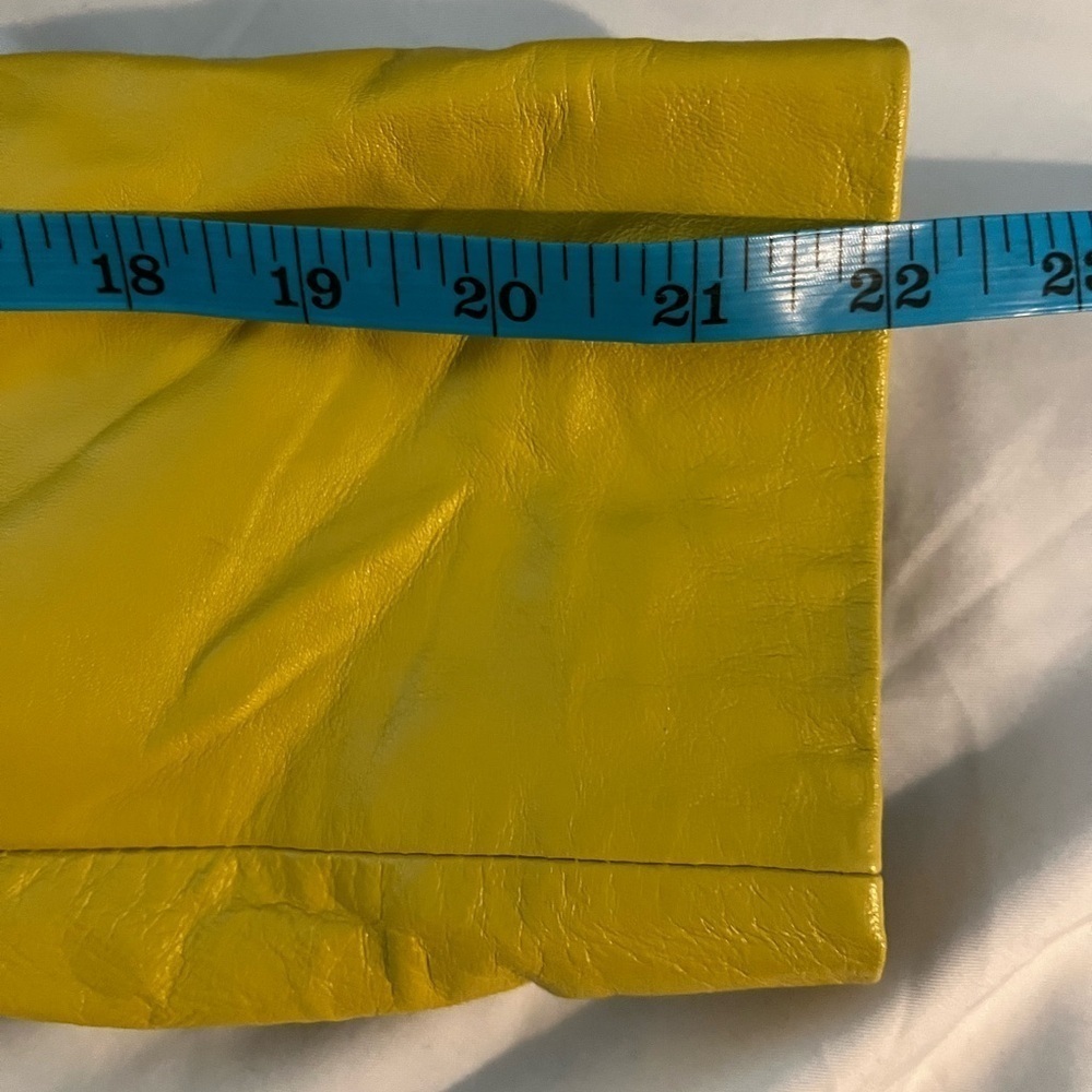 [M]Vintage  PLONGE Yellow Leather Cropped Women Jacket with Eyelet around Waist - Picture 13 of 13